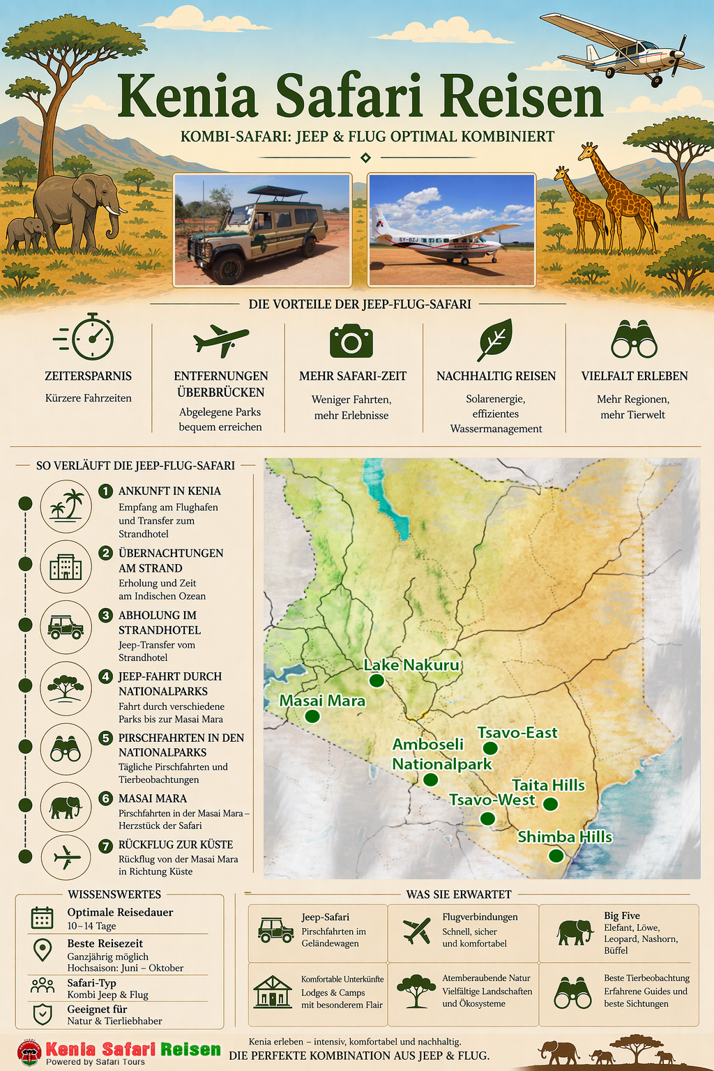 Infografik Kombi Jeep und Flug Safaris